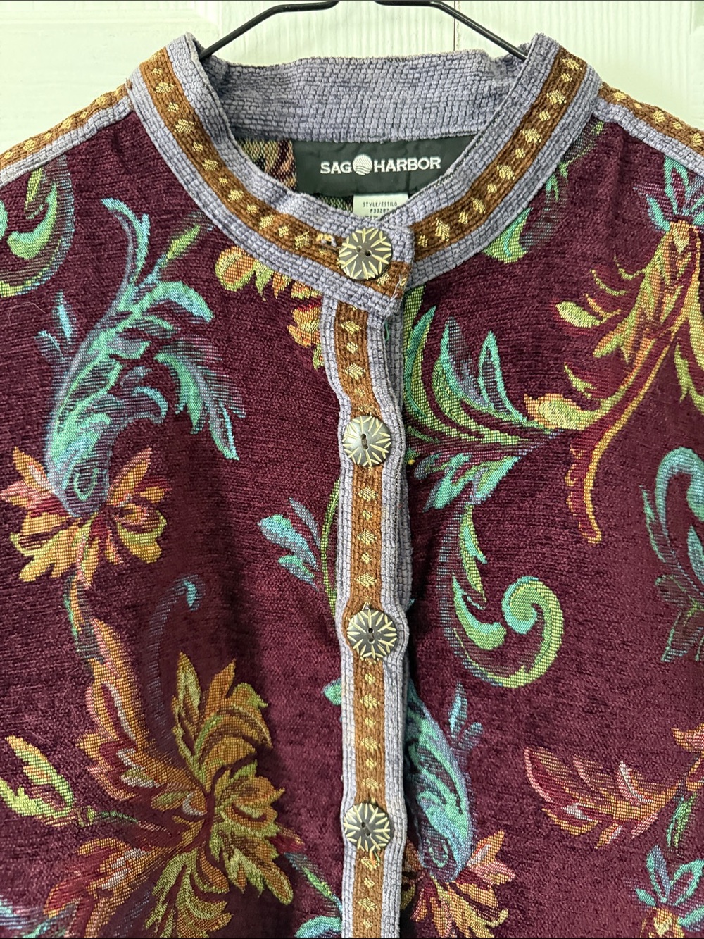 Vintage Sag Harbor Women's Tapestry Floral Jacket Sz 12 - Picture 3 of 8